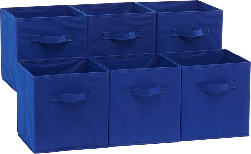 ANQI Cube Organizer Storage Bins Handles, Collapsible Fabric, Pack of 6, 10.5"x10.5"x11", Navy MegaBDM
