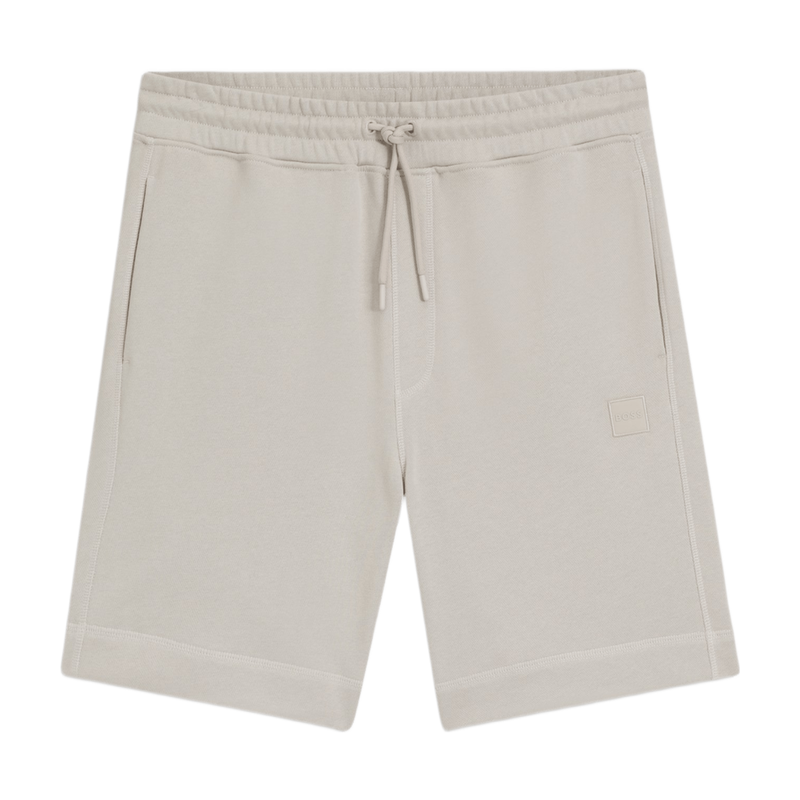 Boss Cotton-Terry Shorts with Logo Patch - Light Grey MegaBDM