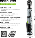 WORKPRO 3/8" Cordless Ratchet Wrench Set, Electric Wrench with 7 Sockets, Extension Bar and Drive Adapter, 1 H Fast Charger, 12 V Powered Ratchet Wrench 55 N·m, 2.0 Ah Lithium-Ion Battery MegaBDM
