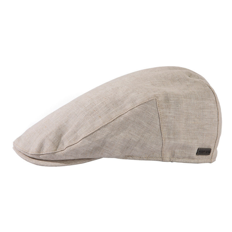 TOP-EX Mens 100% Linen Flat Cap Summer Cooling Newsboy Hats Cotton Lining M/L Beige MegaBDM