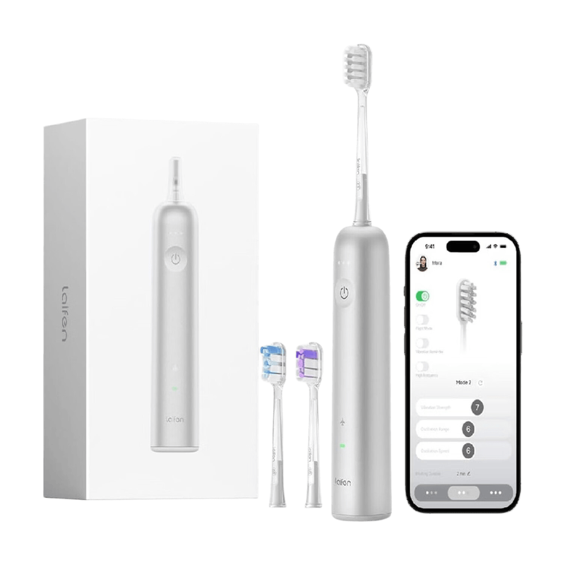 Laifen Wave Electric Toothbrush, Oscillation & Vibration Sonic Electric Toothbrush for Adults with 3 Brush Heads, IPX7 Waterproof Magnetic Rechargeable Travel Powered Toothbrush (Silver Aluminium) MegaBDM
