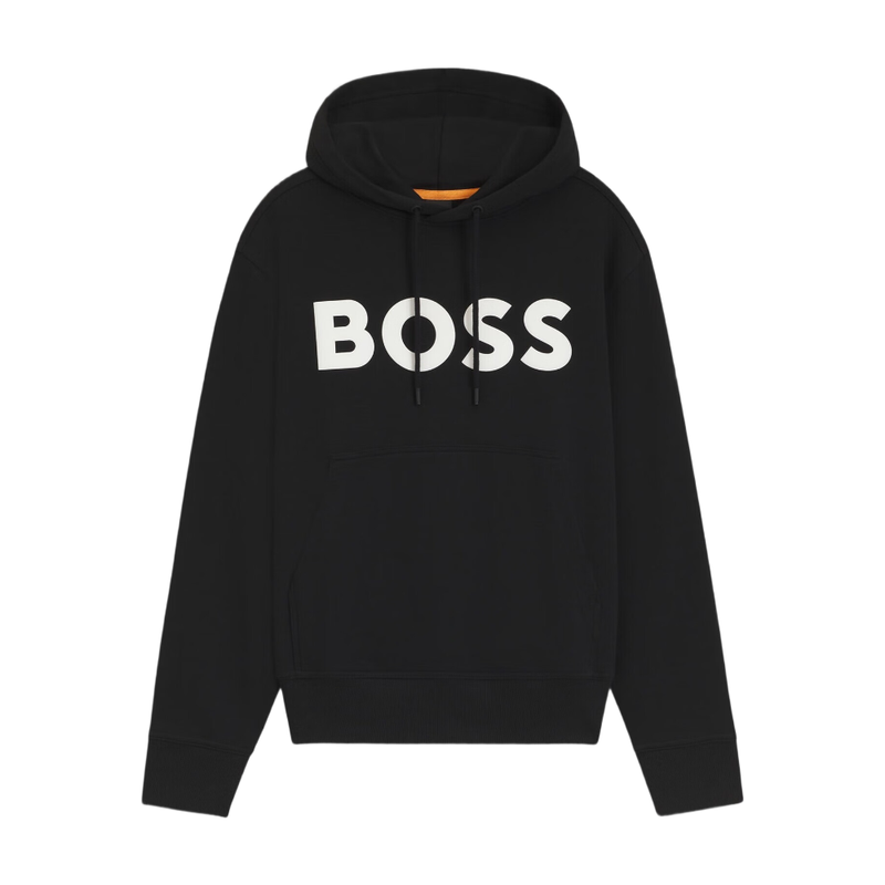 BOSS Relaxed-fit Hoodie in Cotton Terry with Large Logo - Black MegaBDM