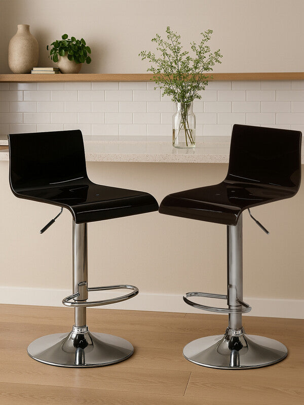 Interiors by Premier Bar Stool Adjustable Baina Acrylic Black/Chrome Set of 2 MegaBDM