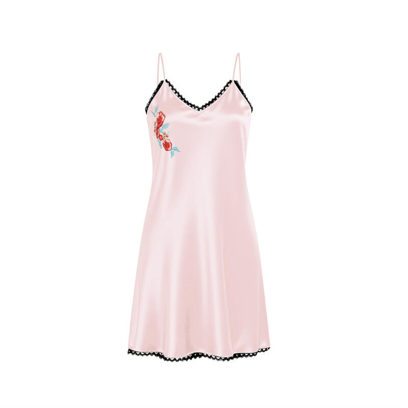 IZURIA Lace V-Neck Pink Silk-Like Suspender Dress XL MegaBDM