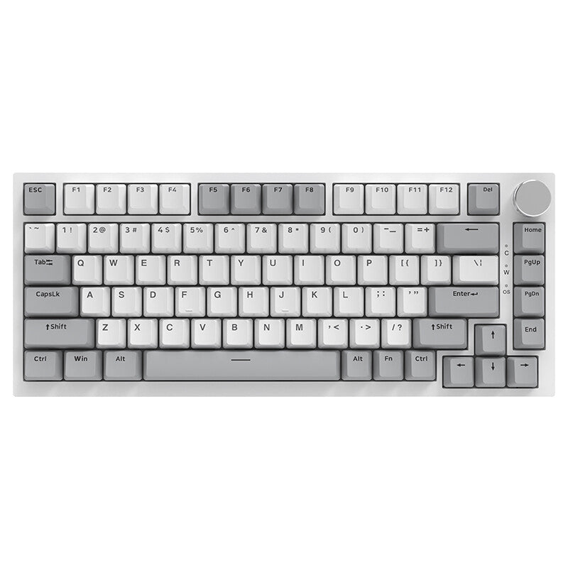 AJAZZ AK820 75% Wired Mechanical Keyboard, QWERTY US layout, Gasket Mount, Hot-Swappable Linear Switches, Gasket Mount, White Backlight, 83 Keys with CNC Volume Knob, Poron Foam, OEM Profile PBT Keycaps, Compatible with PC/Win/Mac-Grey White MegaBDM