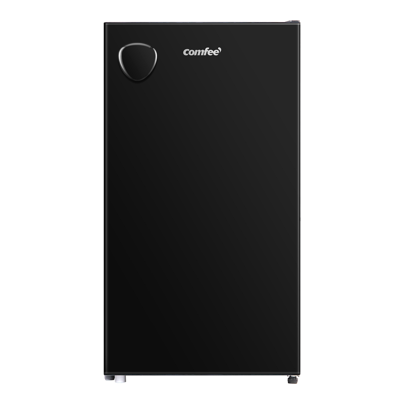COMFEE' RCD92BL2UKY(E) 88L Under Counter Fridge, Cooler Box, Removable Handle, Black | Adjustable Thermostat, Reversible Door, Removable Glass Shelves, Interior Light, for Offices, Bedrooms or Studio Flats [Energy Class E] MegaBDM