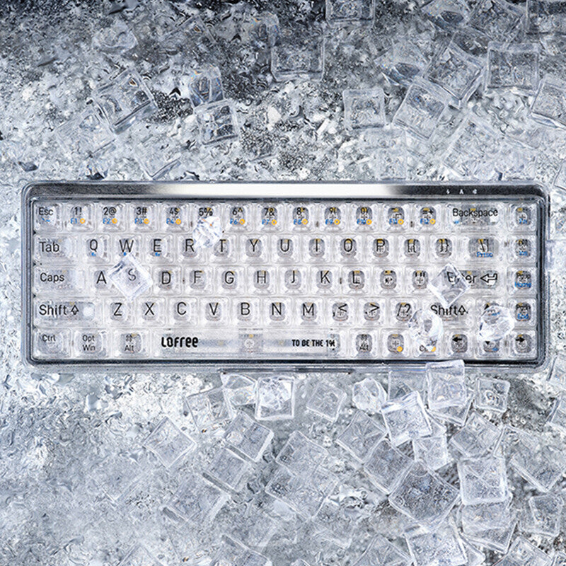 Free Gift Mouse Lofree OE907 65% Mechanical Keyboard, QWERTY US Layout, Jellyfish Switches, Transparent 68-Key, Bluetooth 5.1/Wired Dual-Mode, White Backlight Gaming Keyboard for Mac/Windows/Android MegaBDM