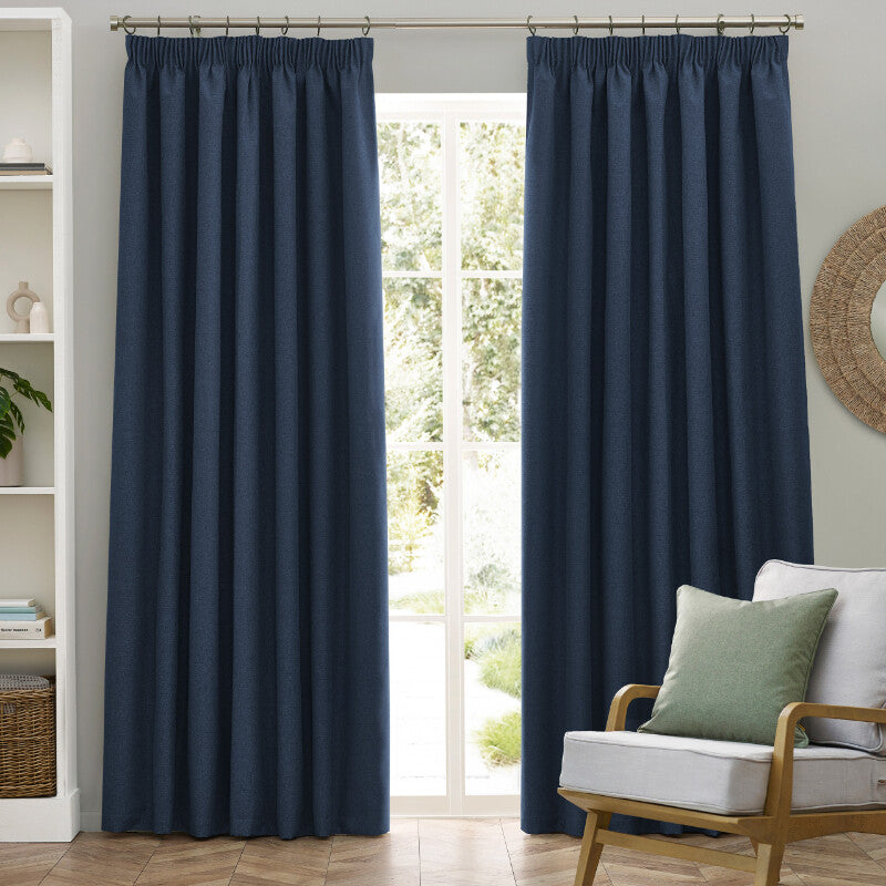 Furn Pencil Pleat Curtains Dawn Blackout Midnight W:229xL:183cm MegaBDM