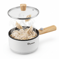 IAGREEA Electric Multi-Pot 1.2L, 1000W Fast Heating Liquid Heater with Non-Stick Marble Coating, Ergonomic Wooden Handle & Glass Lid, Detachable EU Plug, Perfect for Hot Pot, Noodles, and Stir-Fry, Overheat Protection (Model: MS-GFM001) MegaBDM