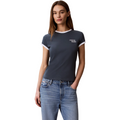 Calvin Klein Jeans Women Embroidered Logo Ringer T-Shirt - Dark Slate MegaBDM