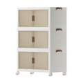COIZYZZL Medium storage cabinet 3-Layer --Mobile Wheeled Storage Cabinet, Foldable Plastic Construction, Clear Door & Dustproof, Household Organizer for Storage and Tidying in Bedroom, Office, Apartment MegaBDM