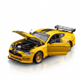 CCA 2018 Ford Mustang GT 1:42 Yellow Diecast Model - DIY Assembly Kit, Realistic Details, Opening Hood and Doors, Ideal Collectible Gift for Car Fans MegaBDM