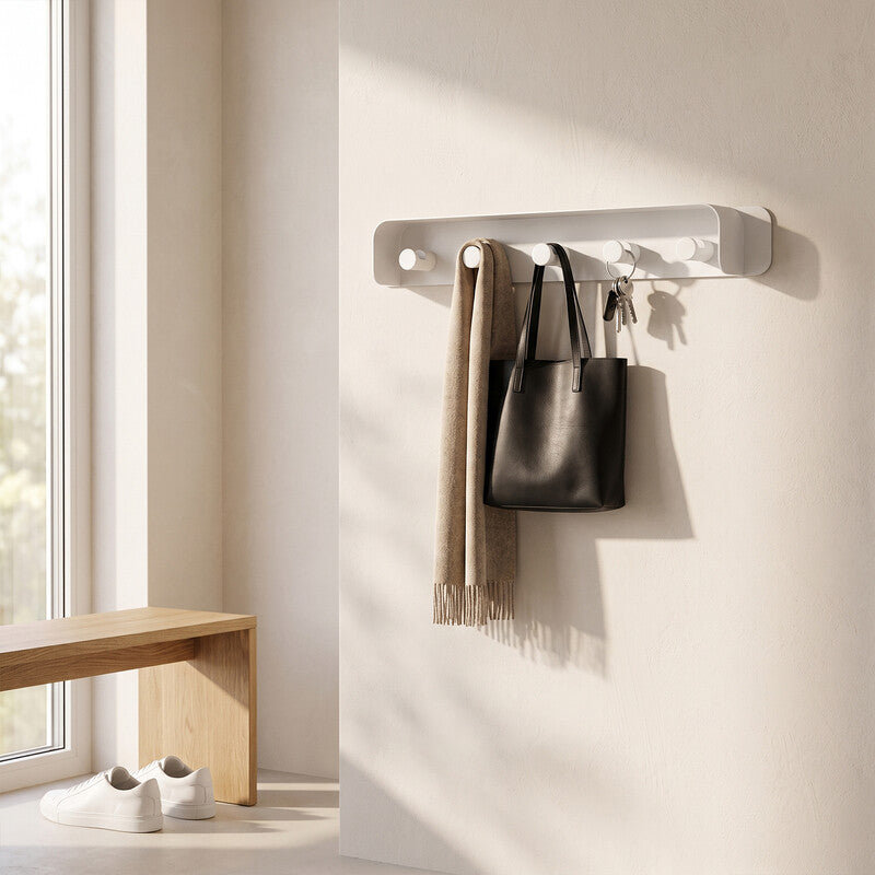 kapanou Coat Rack Wall Mount with Shelf-5 Hooks, Sturdy Metal Coat Hook Rail for Bathroom, Bedroom, Entryway, Versatile and Decorative Aluminum Clothes Hanger for Hanging Towels, Hats, Bag (Grey), New Year Sale, Top Gift Picks MegaBDM