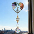 JU7CER 1PC Sun Catcher Wind Chime - Handmade Colorful Chip-Woven Dreamcatcher, Living Room Decor Hanger with Spherical Prism Rainbow Maker, Tree of Life Hanging Ornament, Garden Light Catcher for Weddings, Christmas Must-Have MegaBDM