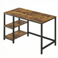 JOYFURNOS Office Desk, Computer Desk, 120 x 60 x 76 cm, Industrial Table for Study, Brown and Black MegaBDM