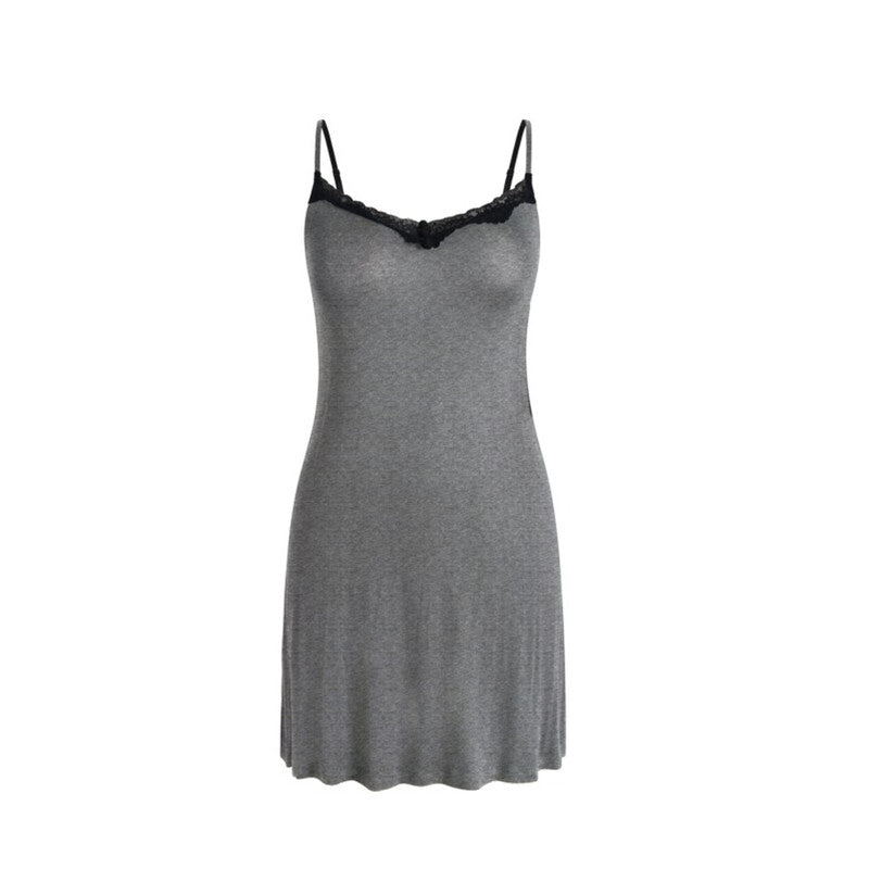 IZURIA Collar Narrow Lace V-Neck Light Grey Suspender Dress M MegaBDM