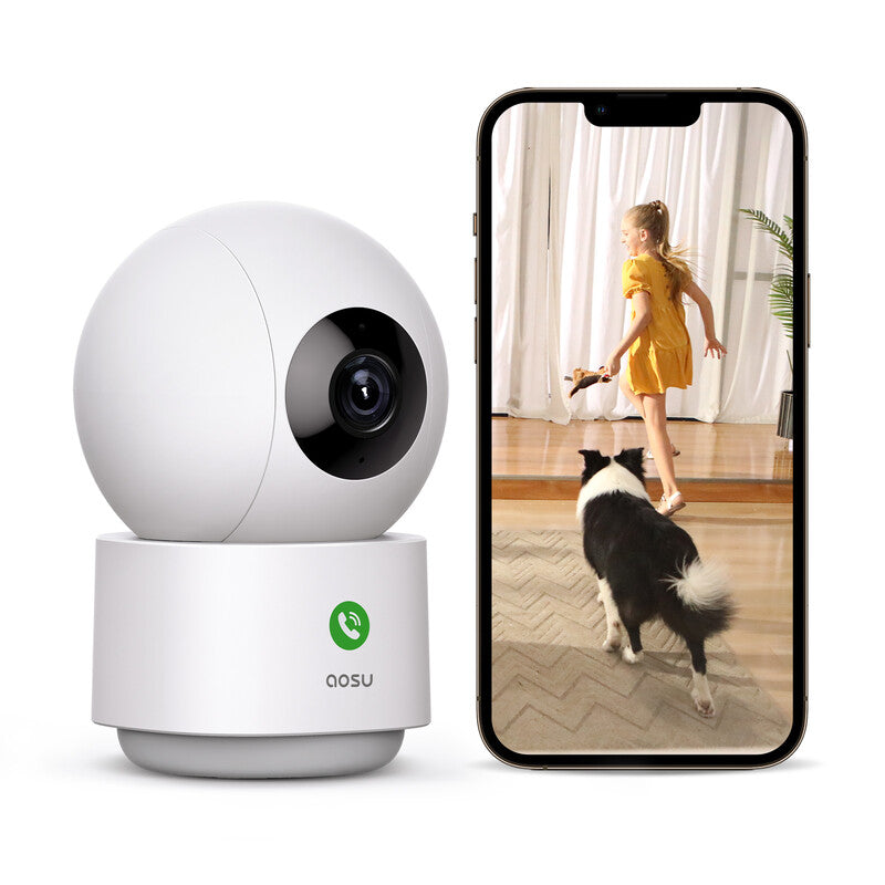 aosu 2K WiFi Camera Indoor Nanny Cam for Baby Room & Home, Plug-in, App Control, Pet Dog Monitoring, Motion Tracking, 360°View, 24/7 Recording, One-Touch Call, Two Way Audio MegaBDM