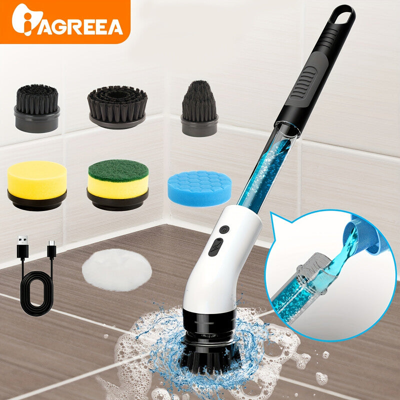 Iagreea Electric Spin Scrubber, Liquid Storage Design, Perfect for Cleaning + 7 Heads Replacement MegaBDM