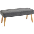 HOMCOM Nordic-Style Gray and Natural Wood Storage Ottoman MegaBDM