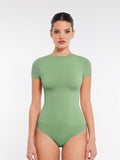 Feelingirl Seamless Ultra-Soft High-Elastic Crew Neck Top Hip-hugging Traceless Bodysuit for Women M/L Green, Couple Gift Perfect Gift MegaBDM