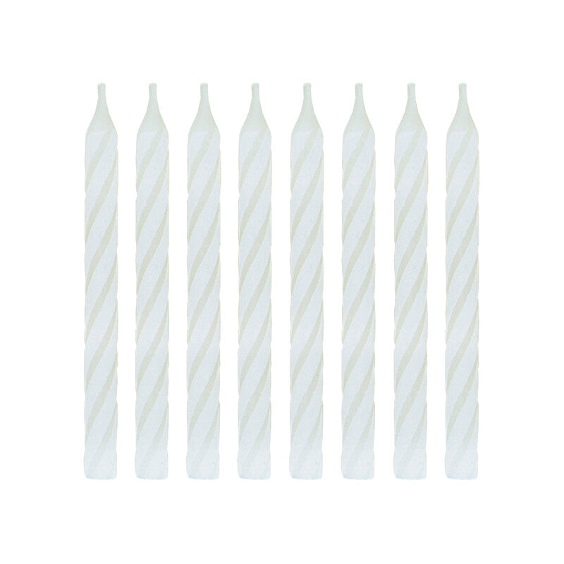 Unique Party Birthday Candles, Striped White, 24 Pack MegaBDM