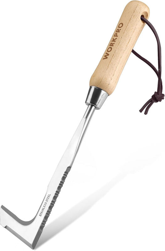 WORKPRO Grout Scraper 31.5 cm with Wooden Handle, Weed Cutter with Serrated Edge, Weeder for Removing Moss and Weeds, Weed Remover Device for Gardening MegaBDM