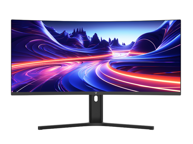 V7 L340WQ-HAS 34" Ultrawide Curved WQHD Monitor with 1500R VA Panel, USB-C 65W PD, Height-Adjustable Stand, and Built-in Speakers MegaBDM