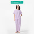 Purcotton Women's Antibacterial Knit Loungewear Set - Long Pants Set - Comfortable & Skin-Friendly - Restful & Casual Style - Raspberry Purple - Top: 160/84A; Bottom: 160/68A MegaBDM