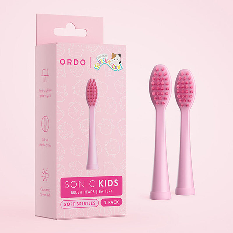Ordo Squishmallows Kid Battery Brush Heads, Pack of 2, Auggie Pink MegaBDM