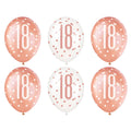 Unique Party Latex 18th Birthday Balloons, Glitz Rose Gold, 30cm, 6 Pack MegaBDM