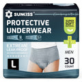SUNKISS Incontinence Underwear for Men,Daytime Disposable Adult Pull Ups, Mens Protective Briefs with Maximum Absorbency, Large, Grey, 30 Count MegaBDM