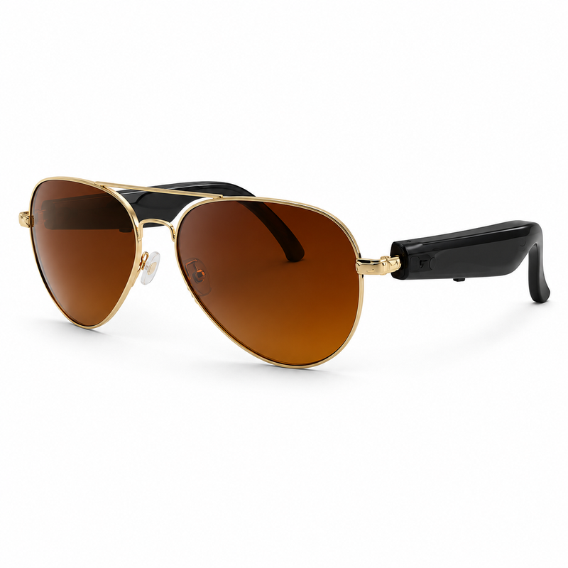Verbex F18 Brown Glasses – Smart Glasses That Can Translate 125 Languages, Take Photos, be Activated by Voice Commands, Play Music, Answer Calls, Provide Weather Updates, and Integrate with ChatGPT (with Permanent Multi-Language Translation Capabilities). MegaBDM