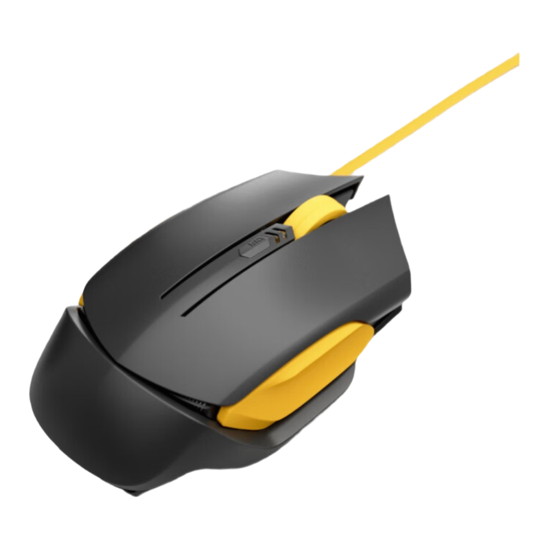 ochama Wired Mouse - Ergonomic Mouse, Optical Sensor, 1000Hz Polling Rate, Sweat-Resistant Material, 4-Level DPI, Tangle-Free Cable, Black and Yellow. MegaBDM