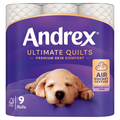 Andrex Ultimate Quilts Toilet Tissue, 3-Ply, 9 Rolls MegaBDM
