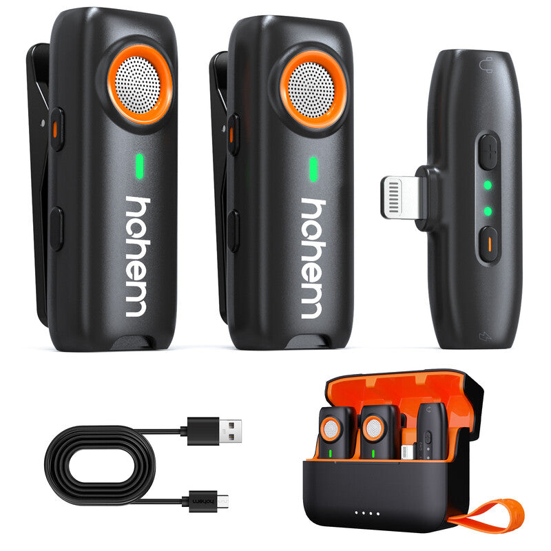 hohem Wireless Lavalier Microphone, 3-Level DSP Noise Cancelling, 100m Range, 20H Battery, Remote Shutter, TF Backup Recording MegaBDM