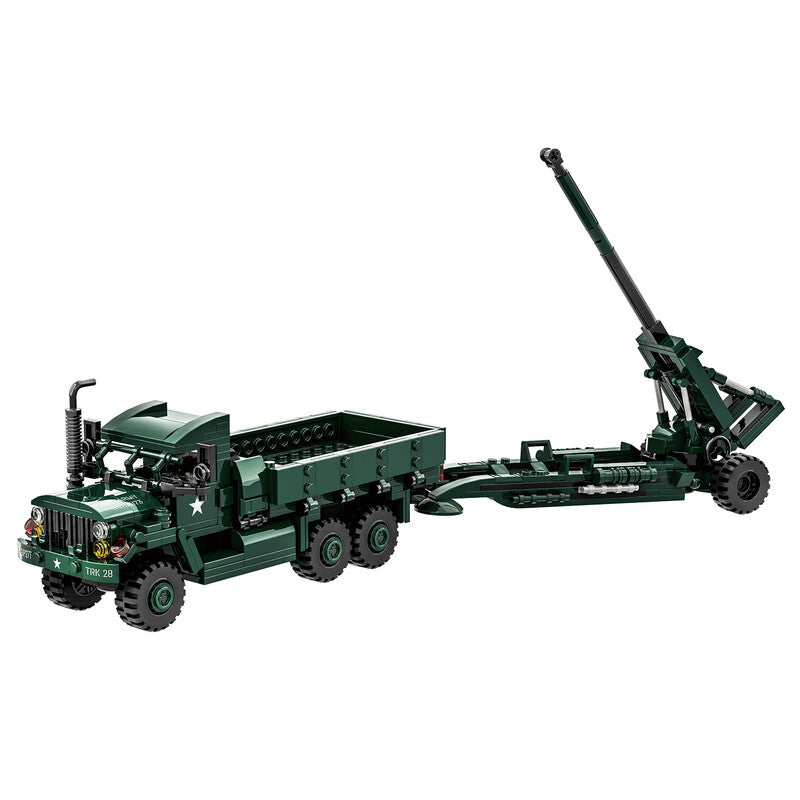WANGE M35a2 Truck + M198 howitzer 485 Pcs Building Blocks Set for Hobby Builders MegaBDM