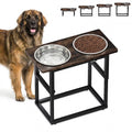 VVM Elevated Dog Bowls for X-Large and Large Breed, 5 Adjustable Heights, 2 Stainless Steel Bowls, Raised Dogs Food Bowl Stand, Brown MegaBDM
