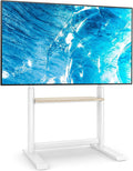 TVON Universal TV Stand TV Floor Stand with Shelf for 60-86 Inch LED LCD TVs, Height Adjustable Tall TV Mount Stand Portable TV Stand with Bracket Max. VESA 800x600 mm, up to 86kg, White MegaBDM