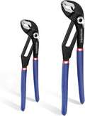 WORKPRO Water Pump Pliers, 40/52mm Wide Jaw Capacity, Quick Change Adjustable Plumbing Grips and Slip Joint Plier Set, 200mm and 250mm, 2-Piece MegaBDM