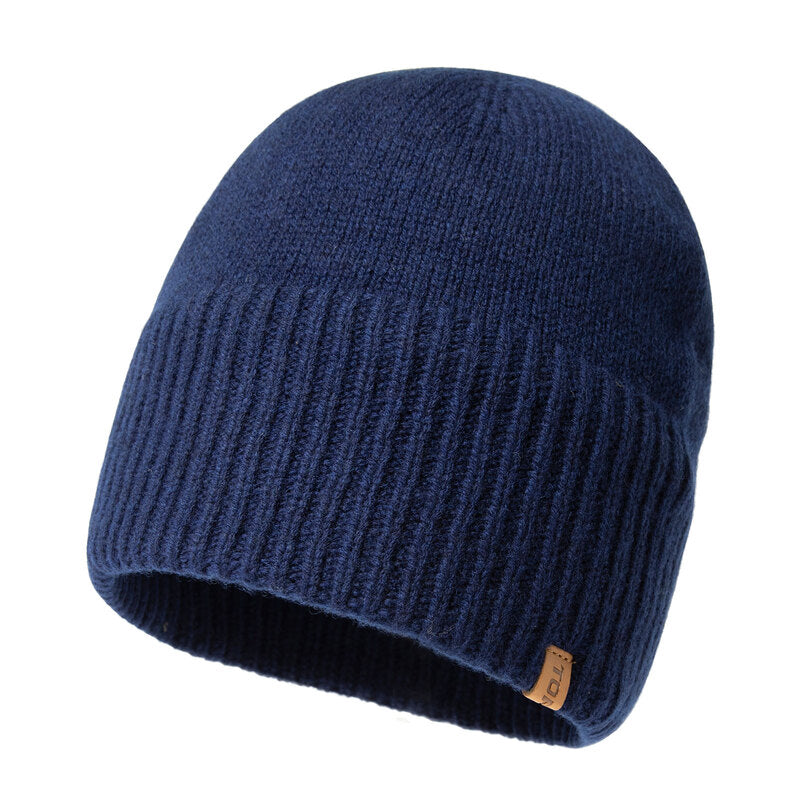TOP-EX 100% Merino Wool Beanie Fleece Lined Cuffed Watch Fisherman Cap M/L Navy MegaBDM