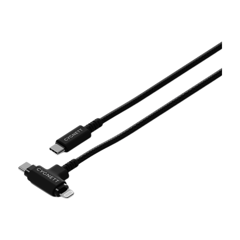 Cygnett 1m USB-C to USB-A Braided Cable – Right Angle – Black MegaBDM