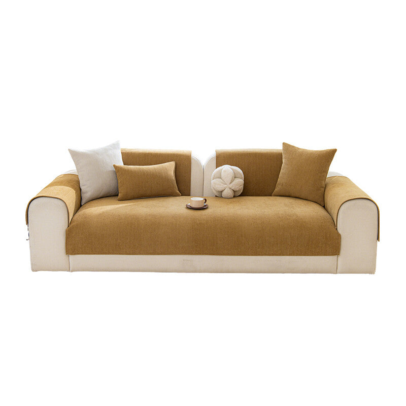 Ochama Chenille Sofa Seat Cushion, Herringbone Non-Slip Sofa Seat Cushion, Sofa Protector Pad, 90×120 cm - Khaki MegaBDM