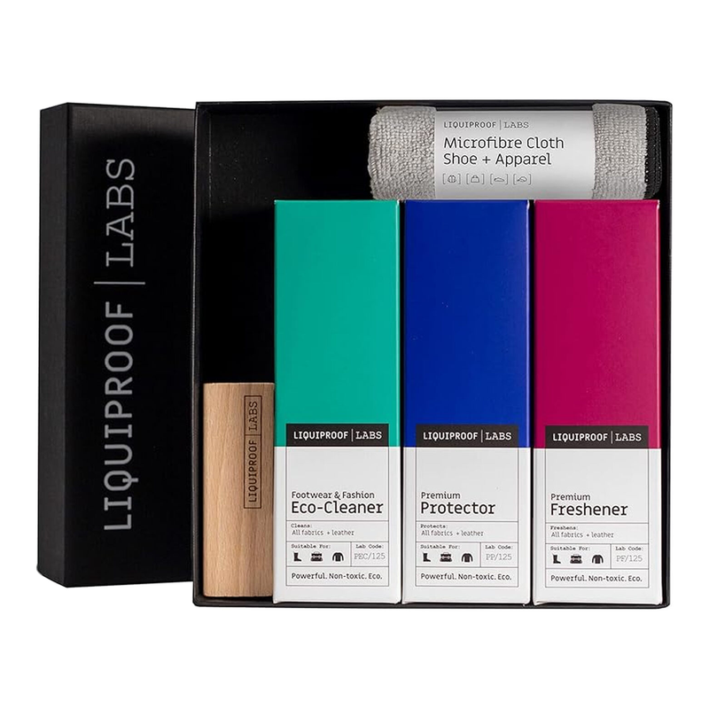 Liquiproof LABS Complete 125 Gift Box - Shoe Care Kit with a Premium Protector, Eco Cleaner, Freshener, Vegetable Fibre Brush and Microfibre Cloth Gift Set for Shoes, Sneakers and Trainers MegaBDM