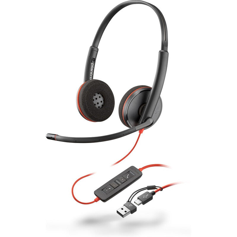 Poly Blackwire 3220 Stereo USB-C Headset +USB-C/A Adapter MegaBDM