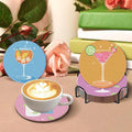 JU7CER 8-Piece Diamond Painting Coaster Set with Stand - DIY Cocktail Life Full Round Drill | Adult Beginner Craft 4×4 Inches (10×10cm) MegaBDM