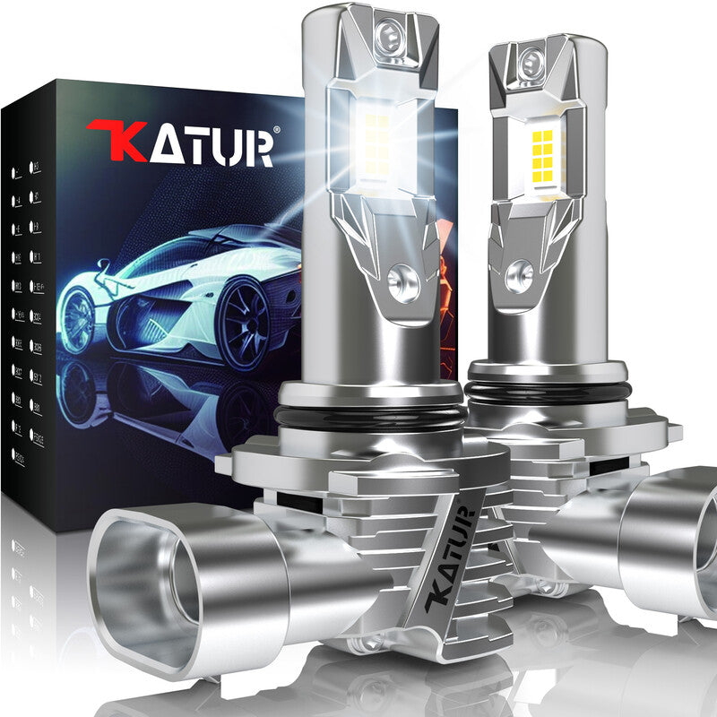 KATUR HB4 LED Headlight Bulbs, 26000LM 80W 9006 LED Bulb 6000K White Fanless Waterproof Mini Size Plug and Play, Pack of 2 MegaBDM