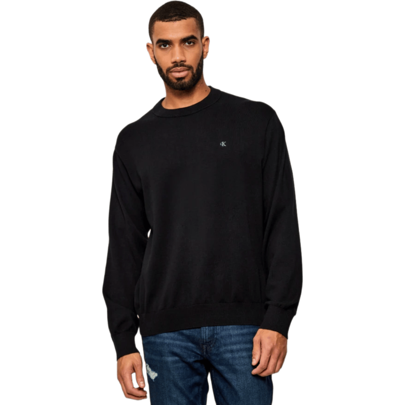 Calvin Klein Jeans Men Relaxed Cotton Monogram Jumper - Black MegaBDM