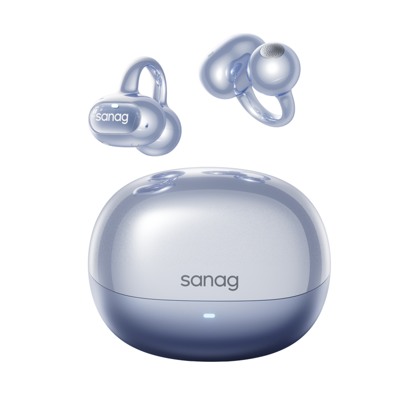 Sanag S8S Ultra Ear Clip Bluetooth Headphones Bone Conduction Concept Open-Back Hanging Ear AI Sports Headphones MegaBDM