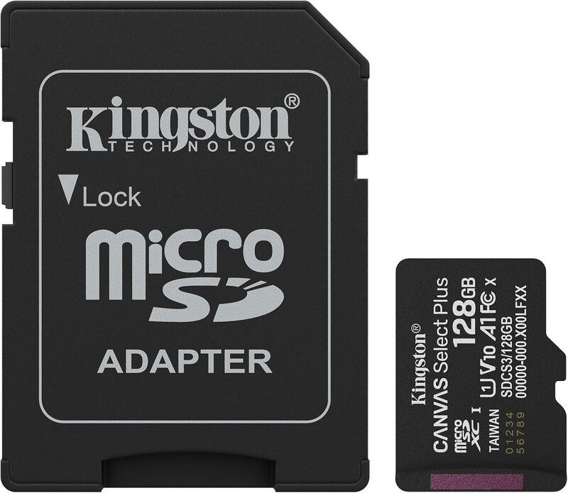 Kingston Canvas Select Plus 128 GB microSDXC Memory Card - Gen 3, 150 MB/s, A1, with Adapter MegaBDM