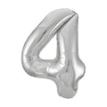 Unique Giant Number 4 Balloon, Silver, 86cm